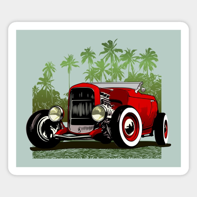 Classic 30's Hot Rod Unisex Jersey Tee Red/Green version Magnet by ZoeysGarage